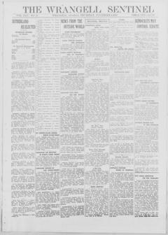 The front page of The Wrangell sentinel, Wrangell, Alaska, November 4, 1926