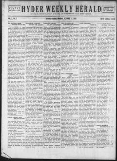 The front page of Hyder weekly herald, Hyder, Alaska, October 11, 1926
