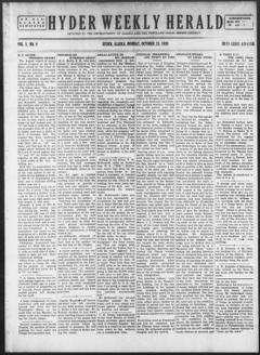 The front page of Hyder weekly herald, Hyder, Alaska, October 25, 1926