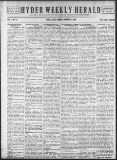 The front page of Hyder weekly herald, Hyder, Alaska, November 1, 1926