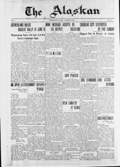 The front page of The Alaskan, Petersburg, Alaska, October 15, 1926