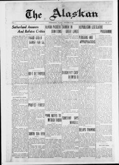 The front page of The Alaskan, Petersburg, Alaska, October 22, 1926