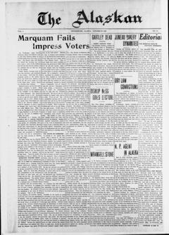 The front page of The Alaskan, Petersburg, Alaska, October 29, 1926