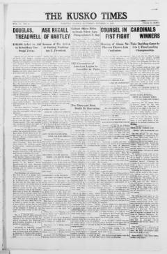 The front page of The Kusko times, McGrath, Alaska, October 16, 1926