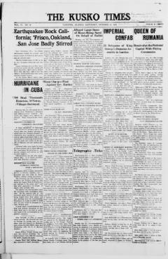 The front page of The Kusko times, McGrath, Alaska, October 23, 1926