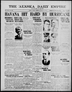 The front page of The Alaska daily empire, Juneau, Alaska, October 21, 1926