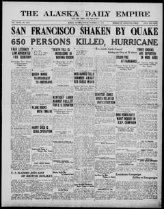 The front page of The Alaska daily empire, Juneau, Alaska, October 22, 1926