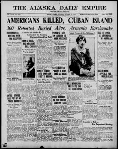 The front page of The Alaska daily empire, Juneau, Alaska, October 23, 1926