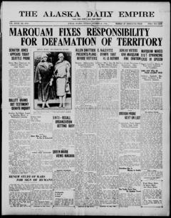The front page of The Alaska daily empire, Juneau, Alaska, October 26, 1926
