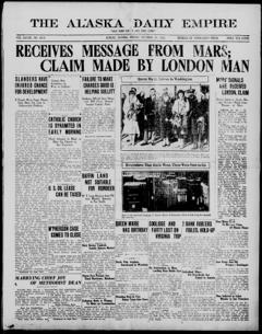 The front page of The Alaska daily empire, Juneau, Alaska, October 29, 1926