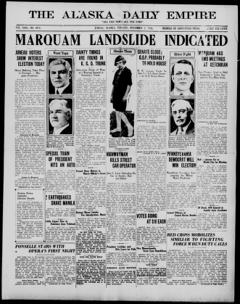 The front page of The Alaska daily empire, Juneau, Alaska, November 2, 1926
