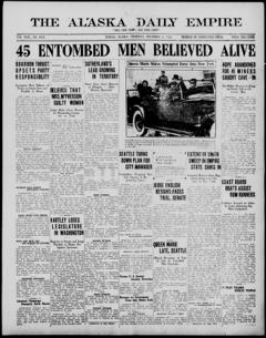 The front page of The Alaska daily empire, Juneau, Alaska, November 4, 1926