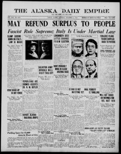 The front page of The Alaska daily empire, Juneau, Alaska, November 6, 1926