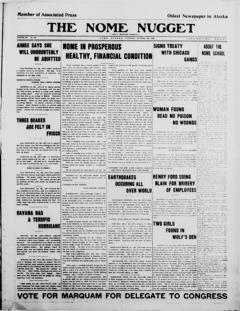The front page of The Nome nugget, Nome, Alaska, October 23, 1926