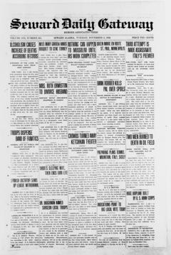 The front page of Seward daily gateway, Seward, Alaska, November 2, 1926