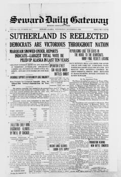 The front page of Seward daily gateway, Seward, Alaska, November 3, 1926