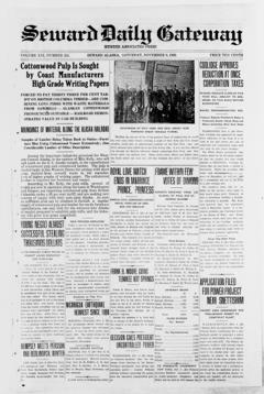 The front page of Seward daily gateway, Seward, Alaska, November 6, 1926