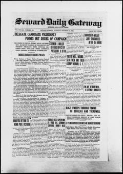 The front page of Seward daily gateway, Seward, Alaska, October 12, 1926
