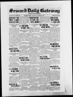 The front page of Seward daily gateway, Seward, Alaska, October 16, 1926
