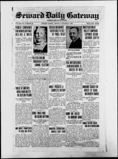 The front page of Seward daily gateway, Seward, Alaska, October 25, 1926