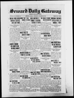The front page of Seward daily gateway, Seward, Alaska, October 28, 1926