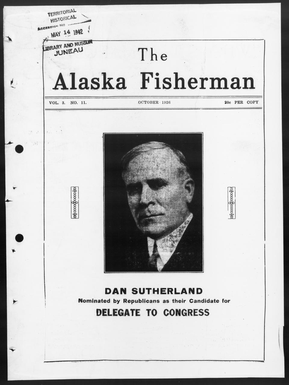 The front page of The Alaska fisherman, Juneau, Alaska, October 15, 1926