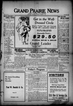 The front page of Grand prairie news, Stuttgart, Ark., October 21, 1926