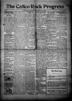 The front page of The Calico Rock progress, [Calico Rock, Izard County], Ark., October 15, 1926
