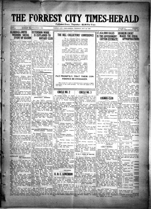 The front page of The Forrest City times and herald, Forrest City, Ark., October 28, 1926