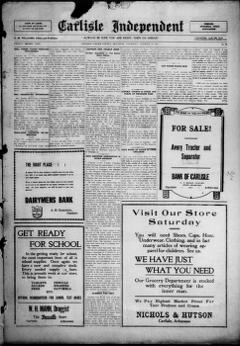 The front page of The Carlisle independent, Carlisle, Ark., October 14, 1926