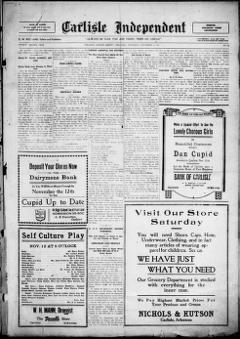 The front page of The Carlisle independent, Carlisle, Ark., November 4, 1926