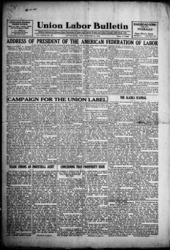 The front page of Union labor bulletin, Little Rock, Ark., October 22, 1926