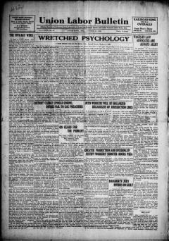 The front page of Union labor bulletin, Little Rock, Ark., October 29, 1926