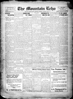 The front page of The Mountain echo, Yellville, Ark., October 14, 1926