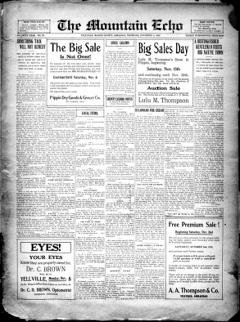The front page of The Mountain echo, Yellville, Ark., November 4, 1926