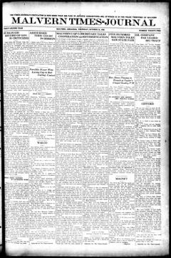 The front page of Malvern times=journal, Malvern, Ark., October 21, 1926