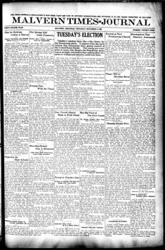 The front page of Malvern times=journal, Malvern, Ark., November 4, 1926
