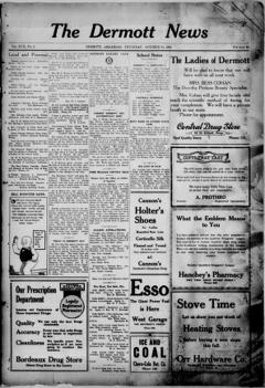 The front page of The Dermott news, Dermott, Ark., October 14, 1926