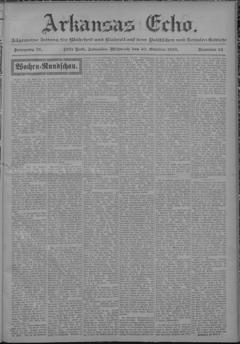 The front page of Arkansas echo, Little Rock, Ark., October 20, 1926
