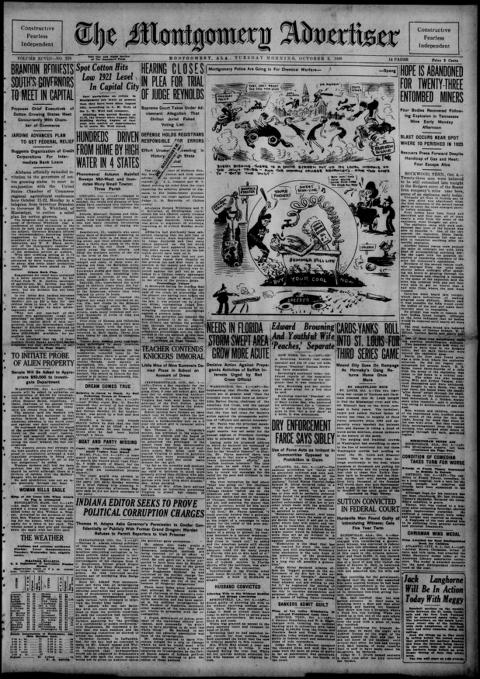 The front page of The Montgomery advertiser, Montgomery, Ala., October 5, 1926