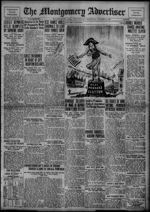 The front page of The Montgomery advertiser, Montgomery, Ala., 6 October 1926