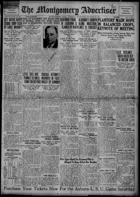 The front page of The Montgomery advertiser, Montgomery, Ala., October 12, 1926