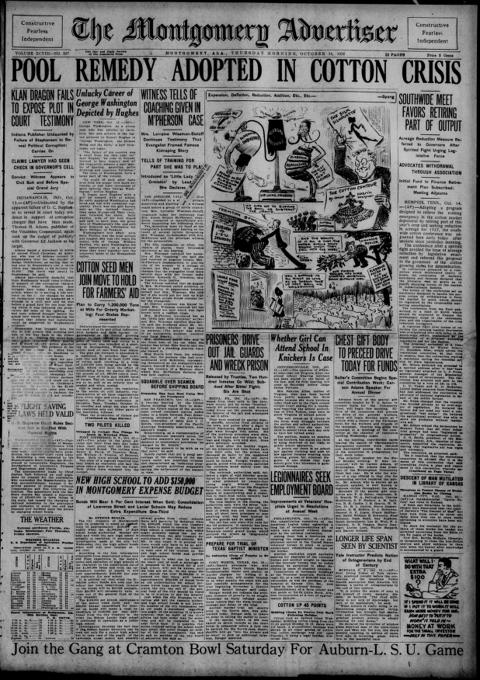 The front page of The Montgomery advertiser, Montgomery, Ala., October 14, 1926