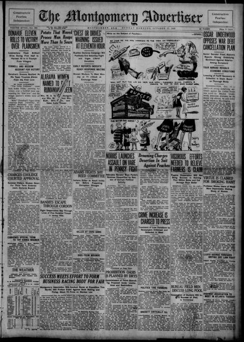 The front page of The Montgomery advertiser, Montgomery, Ala., October 17, 1926