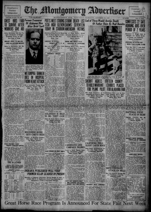 The front page of The Montgomery advertiser, Montgomery, Ala., October 23, 1926