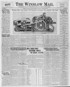 The front page of The Winslow mail, Winslow, Ariz., October 29, 1926