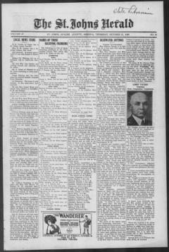 The front page of The St. Johns herald, St. Johns, Apache County, Ariz., October 21, 1926