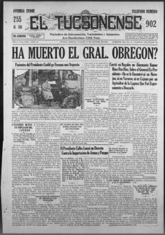The front page of El Tucsonense, Tucson, Ariz., October 16, 1926
