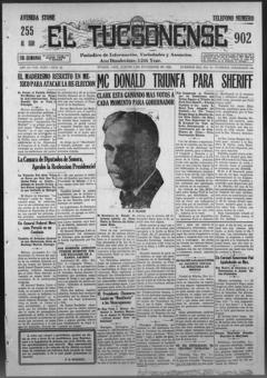 The front page of El Tucsonense, Tucson, Ariz., November 4, 1926