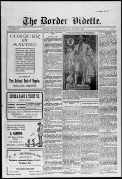 The front page of The border vidette, Nogales, Ariz., November 6, 1926